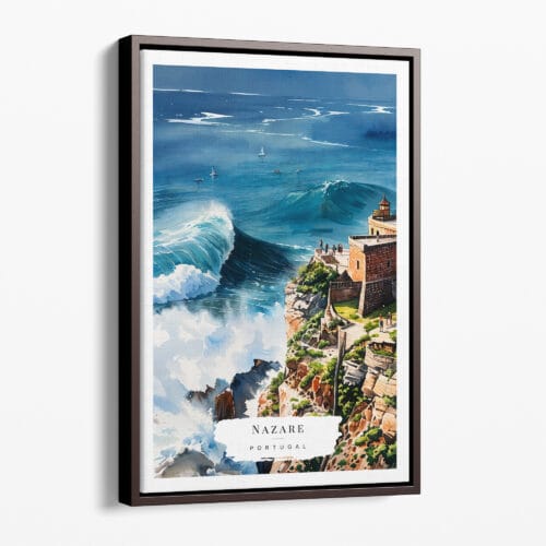 00 - Framed Nazare Portugal Watercolor Canvas Print - Portrait - Main.jpg