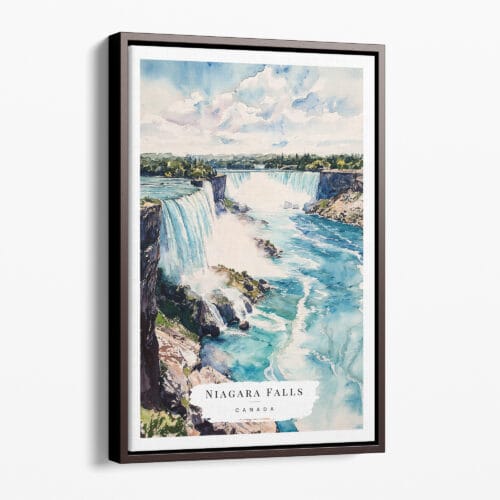 00 - Framed Niagara Falls Watercolor Canvas Print - Portrait - Main.jpg