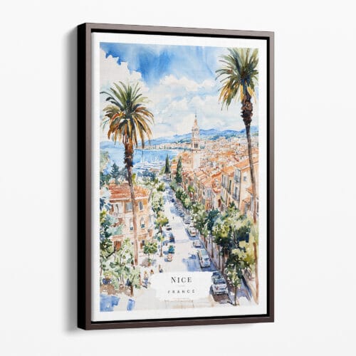 00 - Framed Nice France Watercolor Canvas Print - Portrait - Main.jpg