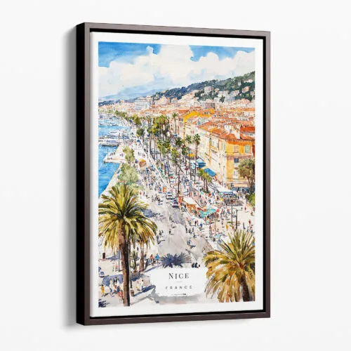 00 - Framed Nice French Riviera Watercolor Canvas Print - Portrait - Main.jpg