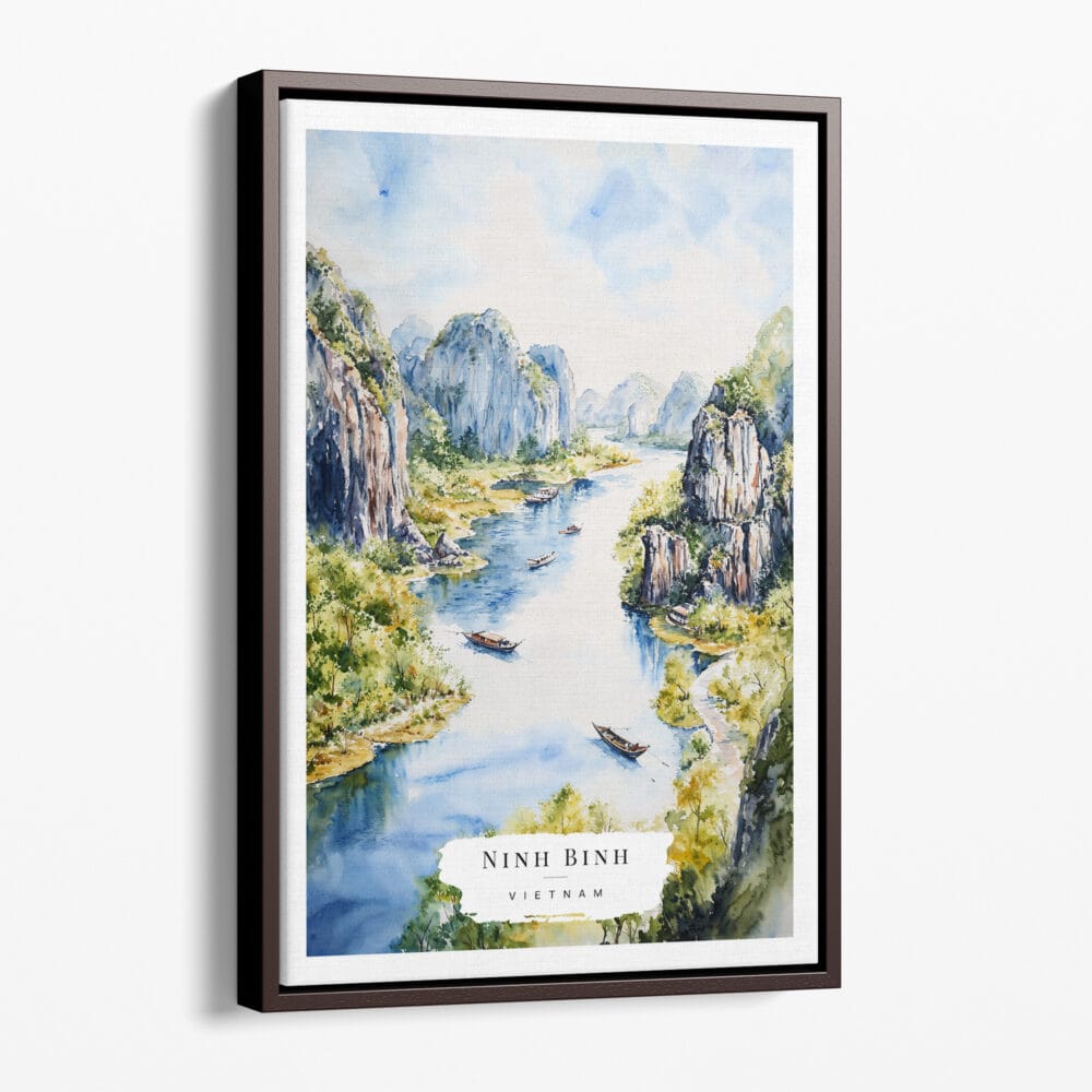 00 - Framed Ninh Binh Watercolor Canvas Print - Portrait - Main.jpg