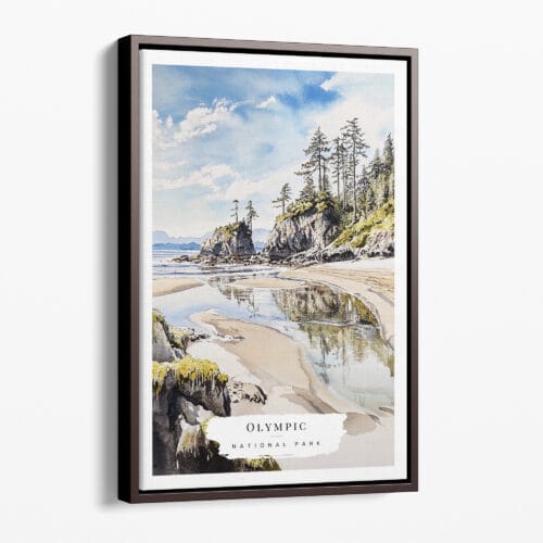 00 - Framed Olympic National Park Rialto Beach Watercolor Canvas Print - Portrait - Main.jpg