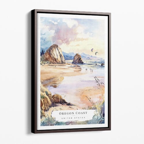 00 - Framed Oregon Coast Watercolor Canvas Print - Portrait - Main.jpg