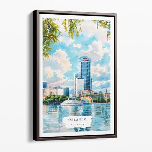 00 - Framed Orlando Florida Watercolor Canvas Print - Portrait - Main.jpg