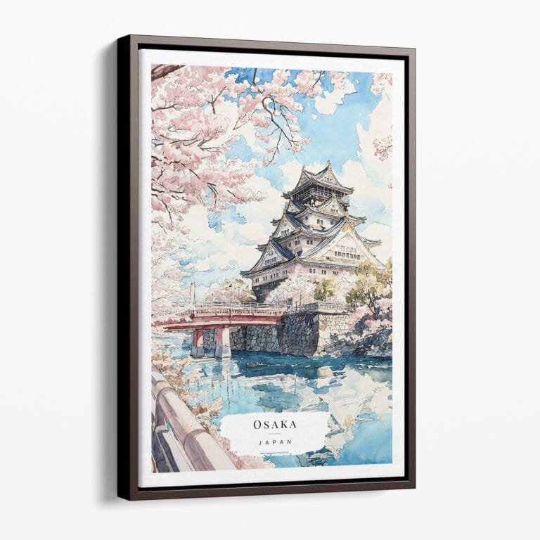 00 - Framed Osaka Japan - Watercolor Canvas Print - Portrait - Main.jpg