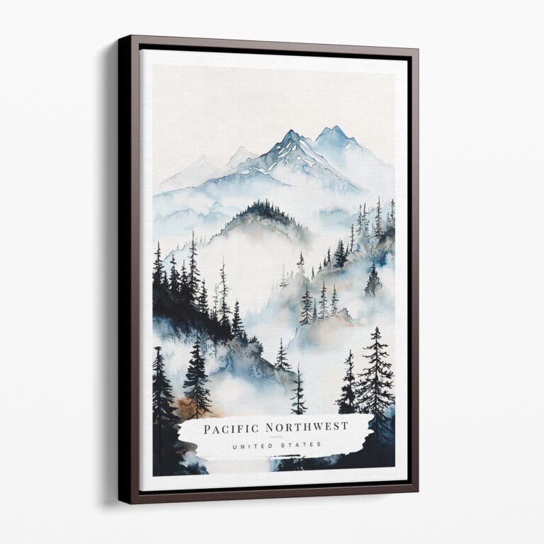 00 - Framed Pacific Northwest Watercolor Canvas Print - Portrait - Main.jpg