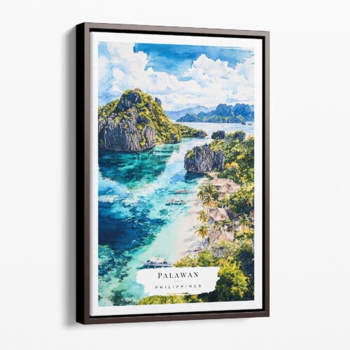 00 - Framed Palawan Philippines Watercolor Canvas Print - Portrait - Main.jpg