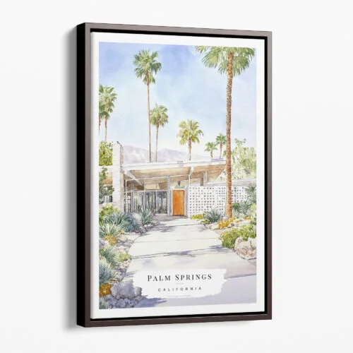 00 - Framed Palm Springs California Watercolor Canvas Print - Portrait - Main.jpg