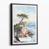 00 - Framed Pebble Beach Lone Cypress Watercolor Canvas Print - Portrait - Main.jpg