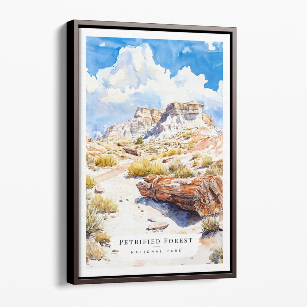 00 - Framed Petrified Forest National Park Watercolor Canvas Print - Portrait - Main.jpg