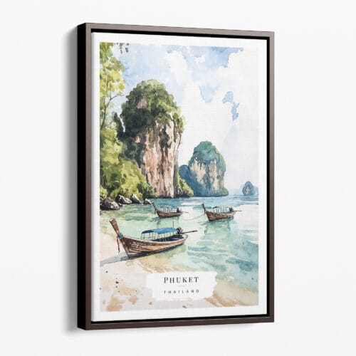 00 - Framed Phuket Thailand Watercolor Canvas Print - Portrait - Main.jpg