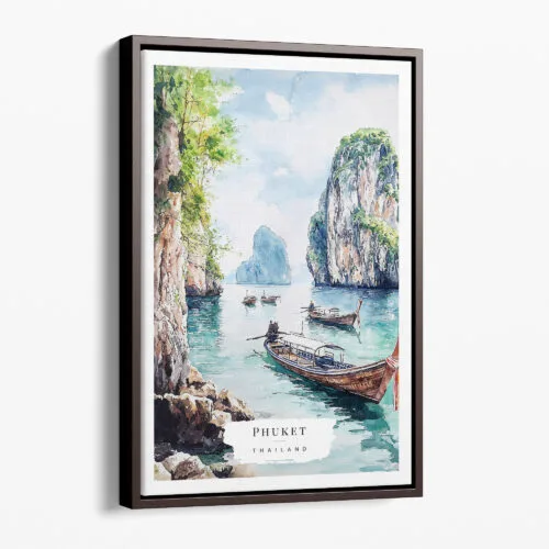 00 - Framed Phuket Watercolor Canvas Print - Portrait - Main.jpg