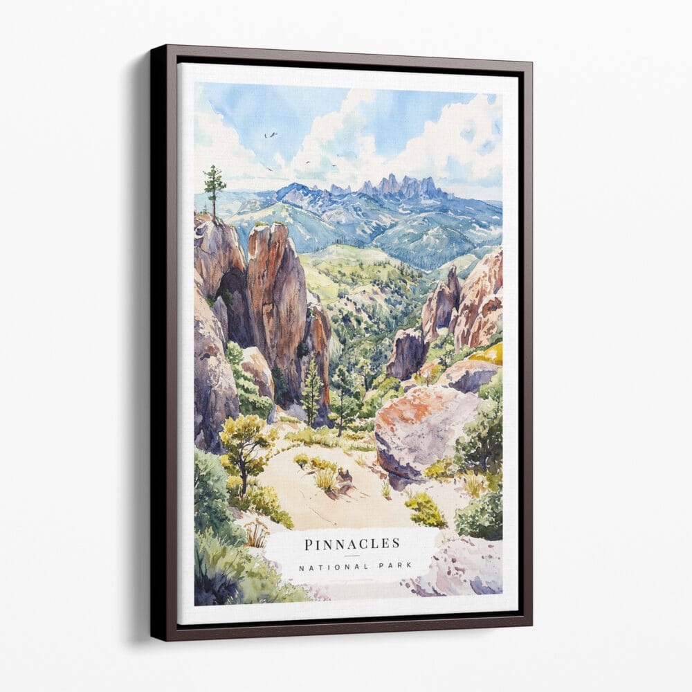 00 - Framed Pinnacles National Park Watercolor Canvas Print - Portrait - Main.jpg