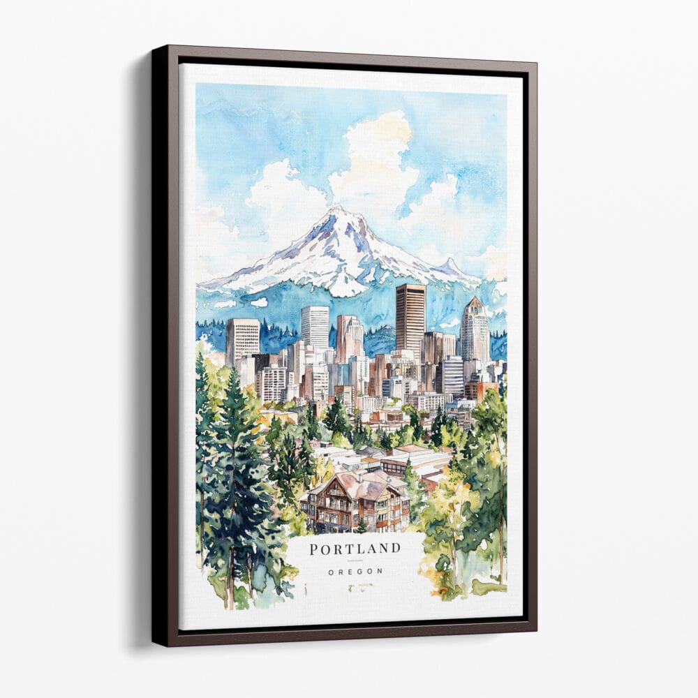 00 - Framed Portland Oregon Watercolor Canvas Print - Portrait - Main.jpg