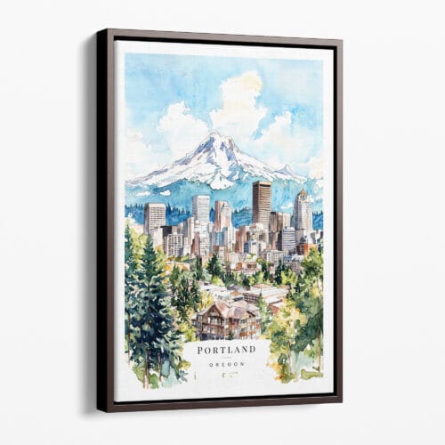 00 - Framed Portland Oregon Watercolor Canvas Print - Portrait - Main.jpg