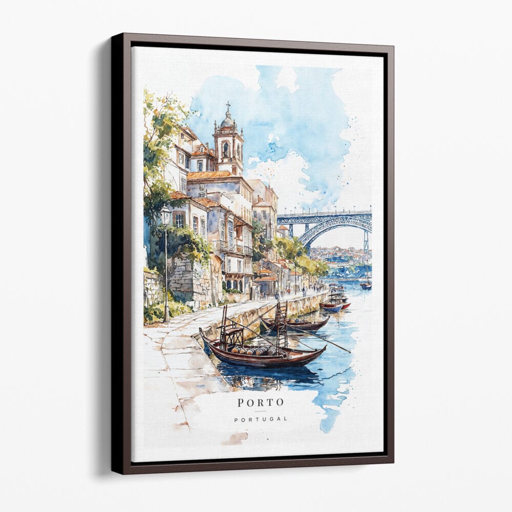 00 - Framed Porto 2 - Watercolor Canvas Print - Portrait - Main.jpg