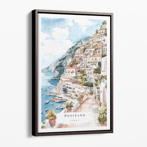 00 - Framed Positano - Watercolor Canvas Print - Portrait - Main.jpg