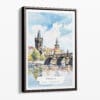 00 - Framed Prague Charles Bridge - Watercolor Canvas Print - Portrait - Main.jpg