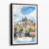 00 - Framed Prague St Vitus Cathedral - Watercolor Canvas Print - Portrait - Main.jpg