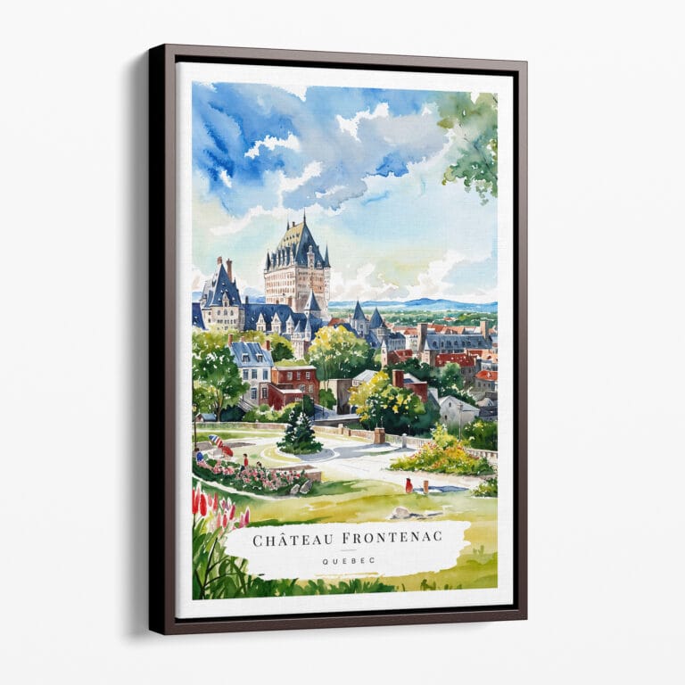 00 - Framed Quebec Château Frontenac Watercolor Canvas Print - Portrait - Main.jpg