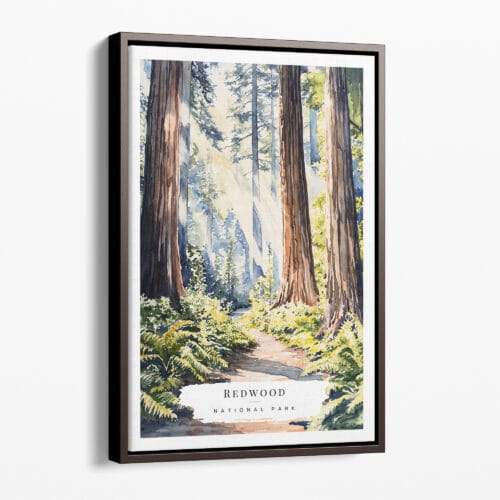 00 - Framed Redwood National Park Watercolor Canvas Print - Portrait - Main.jpg