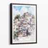 00 - Framed Rio De Janeiro Favelas Watercolor Canvas Print - Portrait - Main.jpg