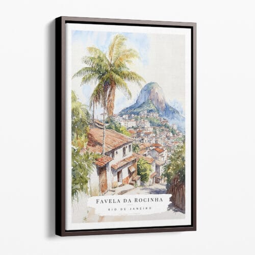 00 - Framed Rio De Janeiro Rocinha Favela Watercolor Canvas Print - Portrait - Main.jpg
