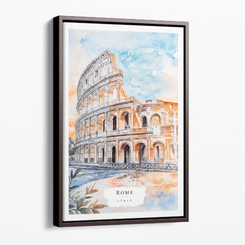 00 - Framed Rome Colosseum Watercolor Canvas Print - Portrait - Main.jpg