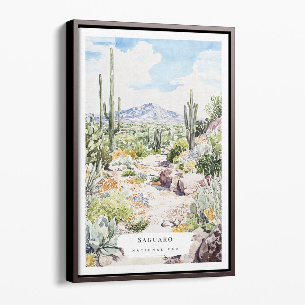 00 - Framed Saguaro National Park Watercolor Canvas Print - Portrait - Main.jpg
