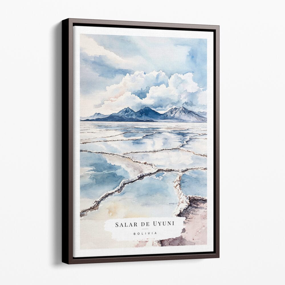 00 - Framed Salar de Uyuni Watercolor Canvas Print - Portrait - Main.jpg