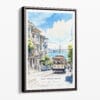 00 - Framed San Francisco Tram - Watercolor Canvas Print - Portrait - Main.jpg