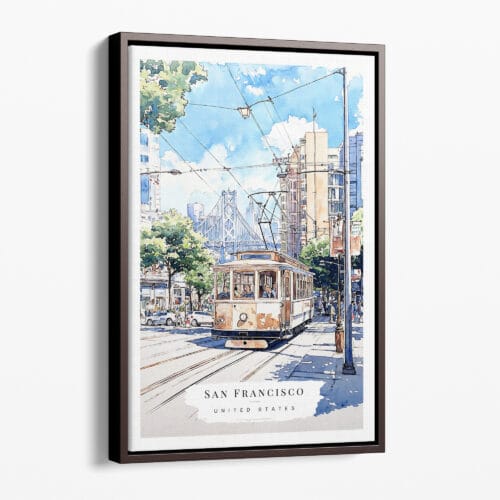 00 - Framed San Francisco - Watercolor Canvas Print - Portrait - Main.jpg