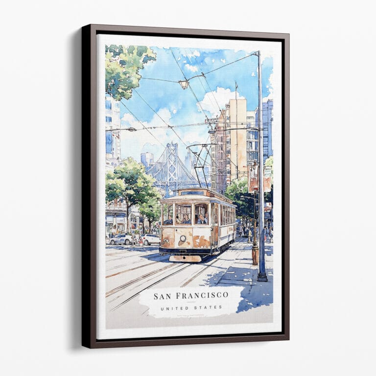 00 - Framed San Francisco - Watercolor Canvas Print - Portrait - Main.jpg