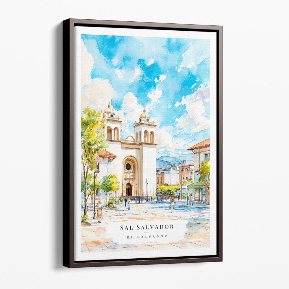 00 - Framed San Salvador Watercolor Canvas Print - Portrait - Main.jpg