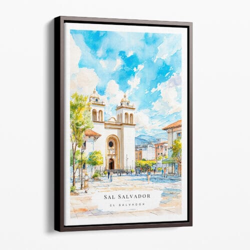 00 - Framed San Salvador Watercolor Canvas Print - Portrait - Main.jpg