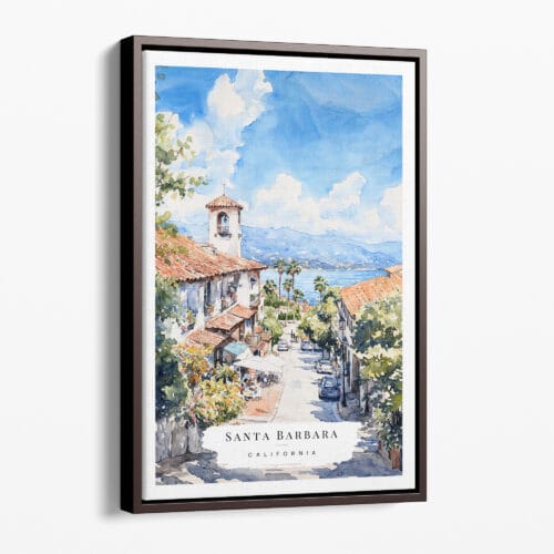 00 - Framed Santa Barbara California Watercolor Canvas Print - Portrait - Main.jpg