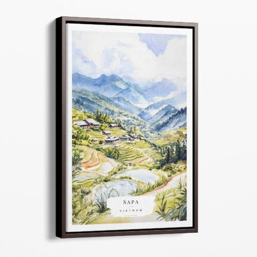00 - Framed Sapa Vietnam Watercolor Canvas Print - Portrait - Main.jpg