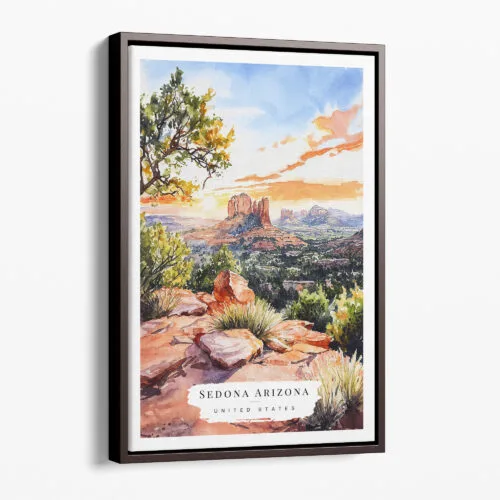 00 - Framed Sedona Arizona Watercolor Canvas Print - Portrait - Main.jpg
