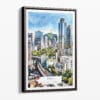 00 - Framed Seoul Skyline Watercolor Canvas Print - Portrait - Main.jpg