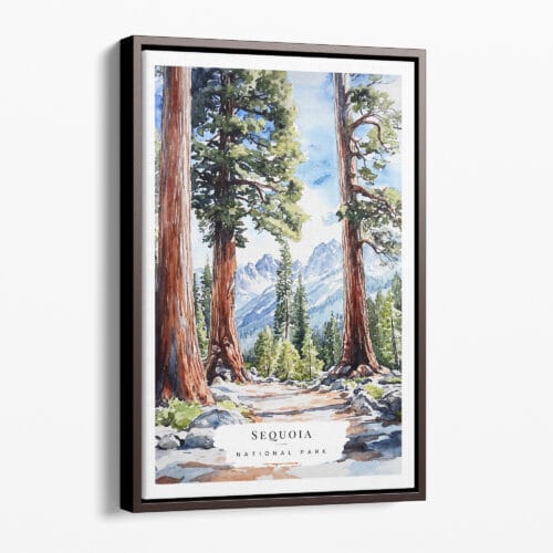 00 - Framed Sequoia California Watercolor Canvas Print - Portrait - Main.jpg