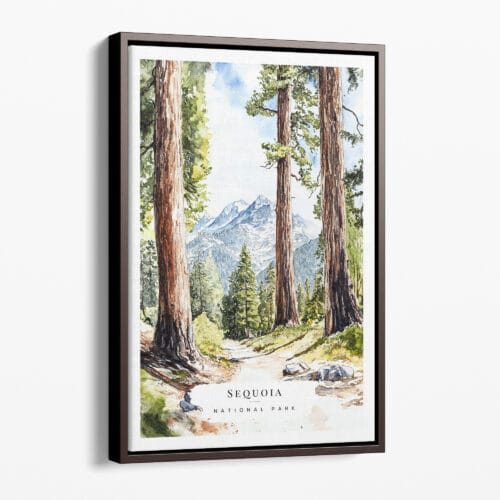 00 - Framed Sequoia National Park Watercolor Canvas Print - Portrait - Main.jpg