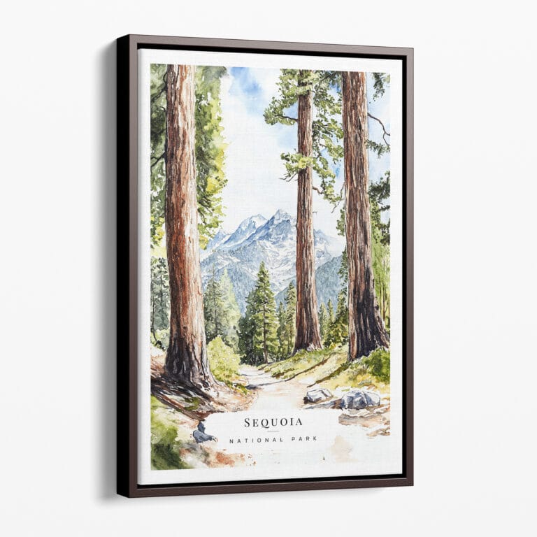 00 - Framed Sequoia National Park Watercolor Canvas Print - Portrait - Main.jpg