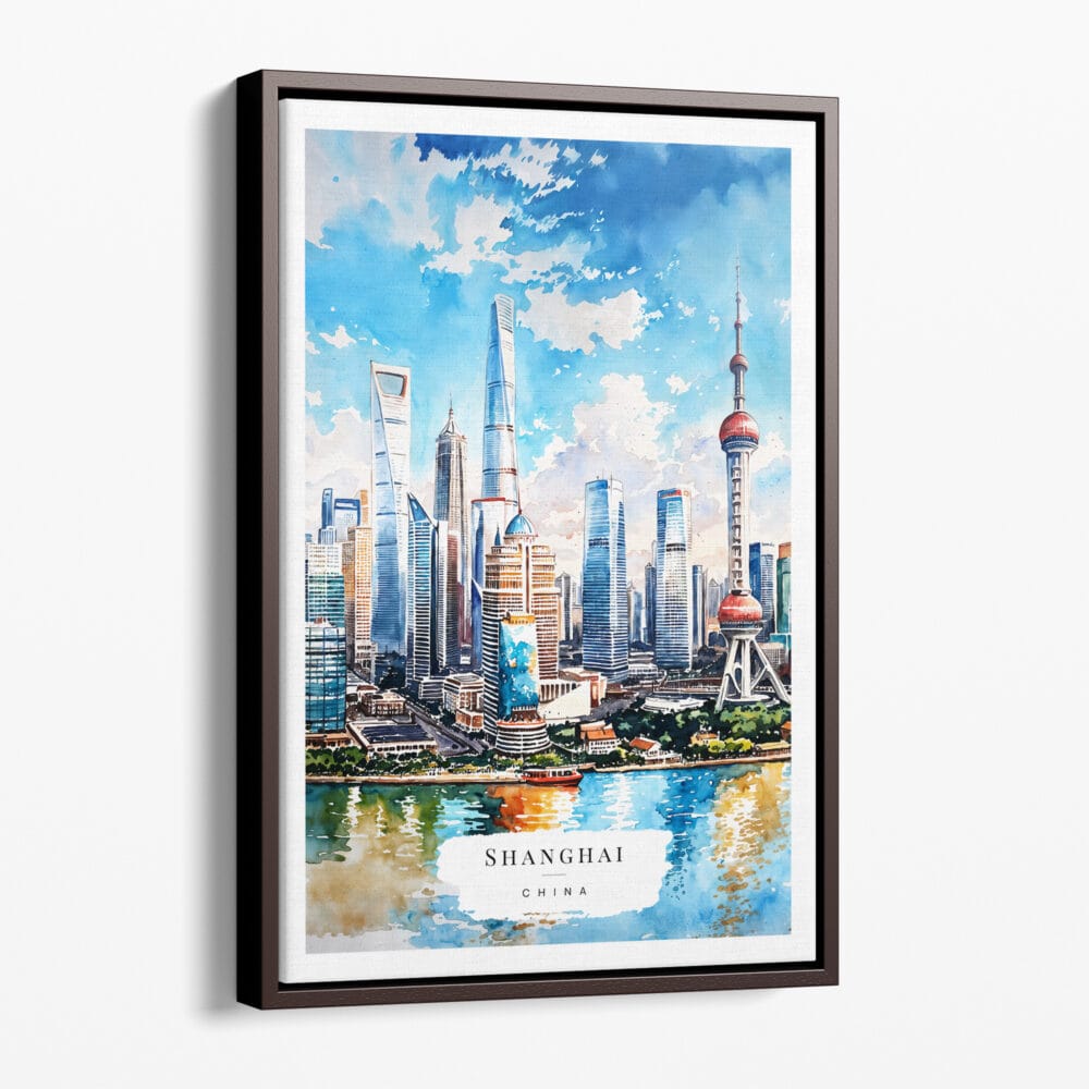 00 - Framed Shanghai China Watercolor Canvas Print - Portrait - Main.jpg