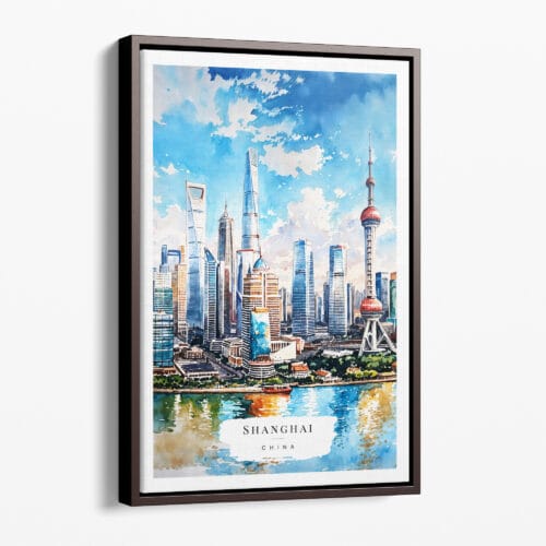 00 - Framed Shanghai China Watercolor Canvas Print - Portrait - Main.jpg