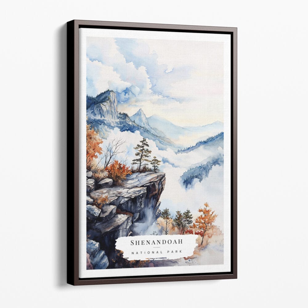 00 - Framed Shenandoah national park Watercolor Canvas Print - Portrait - Main.jpg