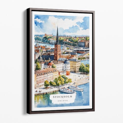 00 - Framed Stockholm Skyline Watercolor Canvas Print - Portrait - Main.jpg