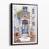 00 - Framed Streets of Lisbon Portugal Watercolor Canvas Print - Portrait - Main.jpg
