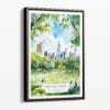 00 - Framed Summer in New York Central Park Watercolor Canvas Print - Portrait - Main.jpg