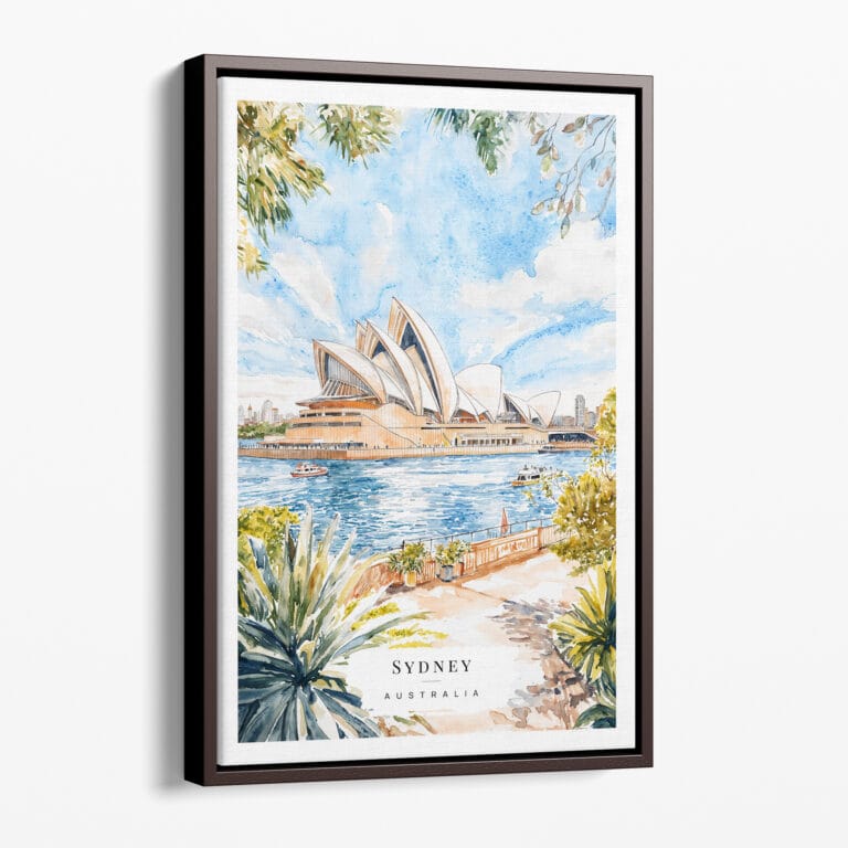 00 - Framed Sydney Australia Watercolor Canvas Print - Portrait - Main.jpg
