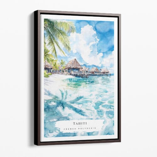 00 - Framed Tahiti Watercolor Canvas Print - Portrait - Main.jpg